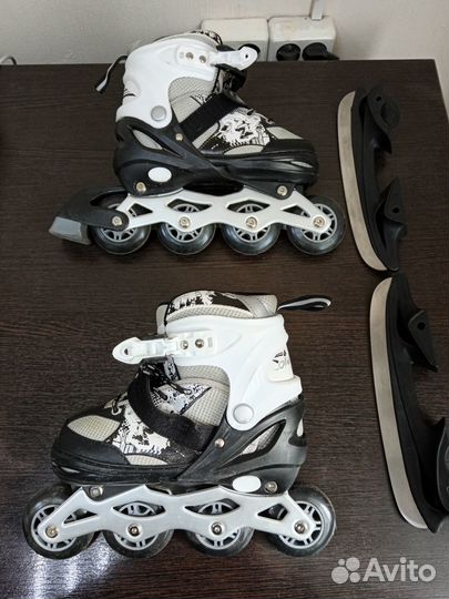 Роликовые раздвижные коньки 2 в 1 + снаряжение