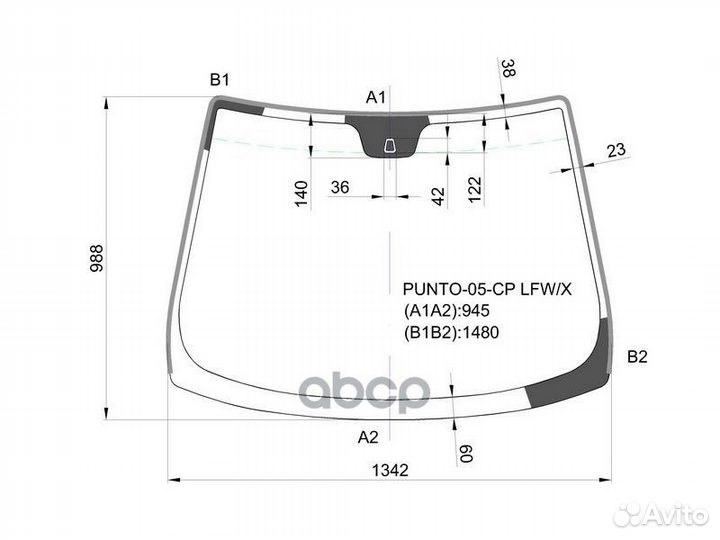 Стекло лобовое fiat grande punto 3/5D 05- punto