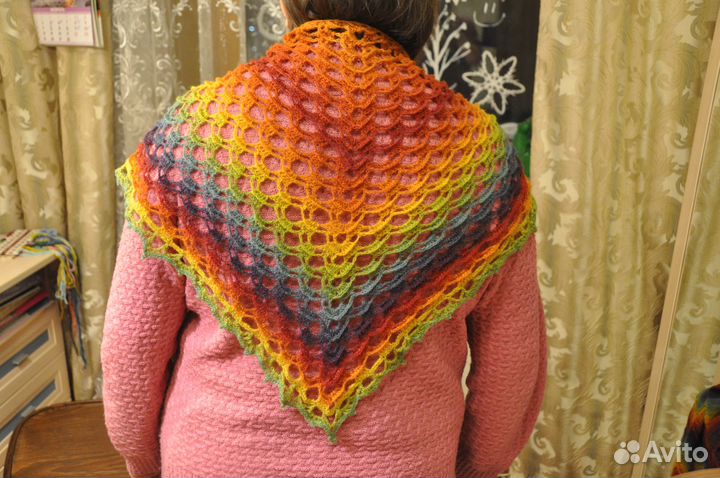 Бактус шаль платок, шерстяной радужный