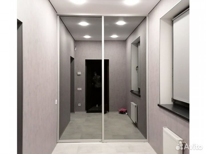 Двери купе с зеркалом графит шк-356