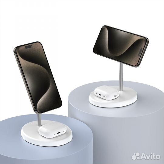 Беспроводное зарядное устройство док-станция 2-в-1