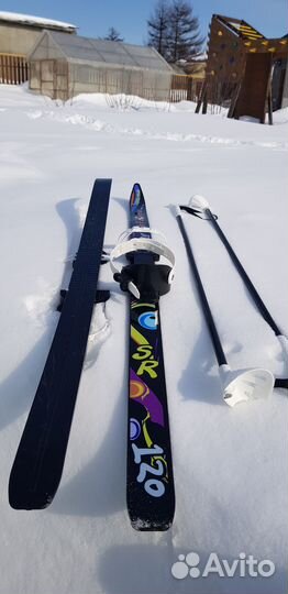 Лыжи с палками детские. 120 см