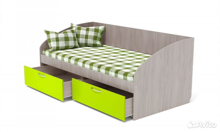 Детская кровать Радуга фасад Лайм