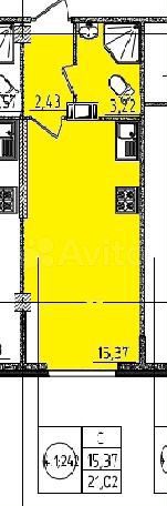Квартира-студия, 21,2 м², 17/18 эт.