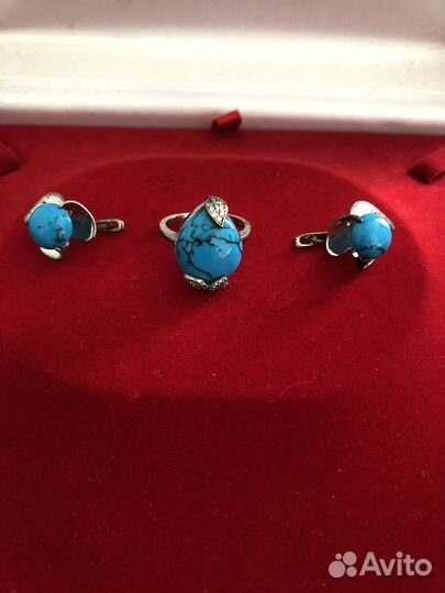 Серебряный комплект 925 с бирюзой