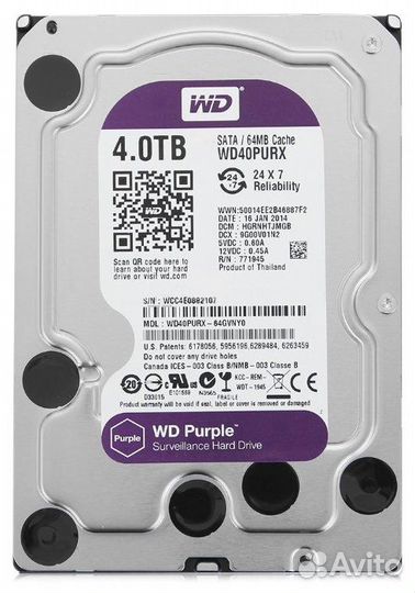 Жесткий диск Western Digital WD Purple 4 TB (WD40p