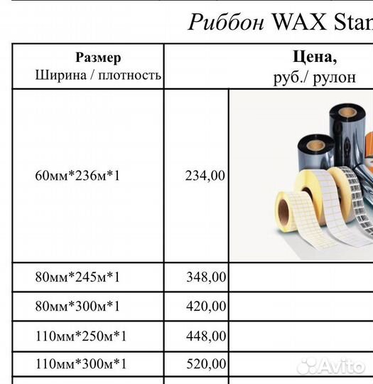 Риббон wax standart термотрансферный