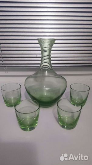 Графин+4 стопки цветное стекло СССР