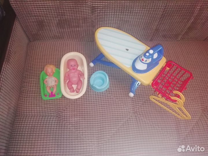 Куклы пупсы, гладильная доска