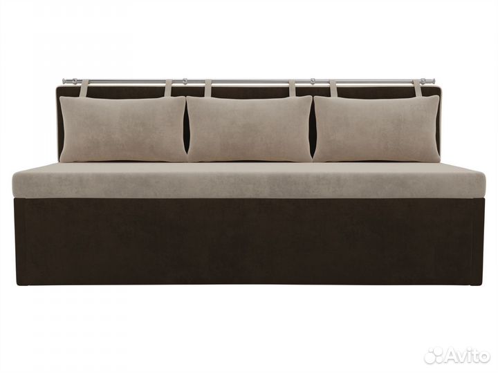 Диван кухонный прямой Метро, велюр, бежевый, коричневый