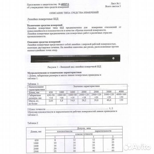 Линейка поверочная шд- 1000 кл.2 Стиз Новая