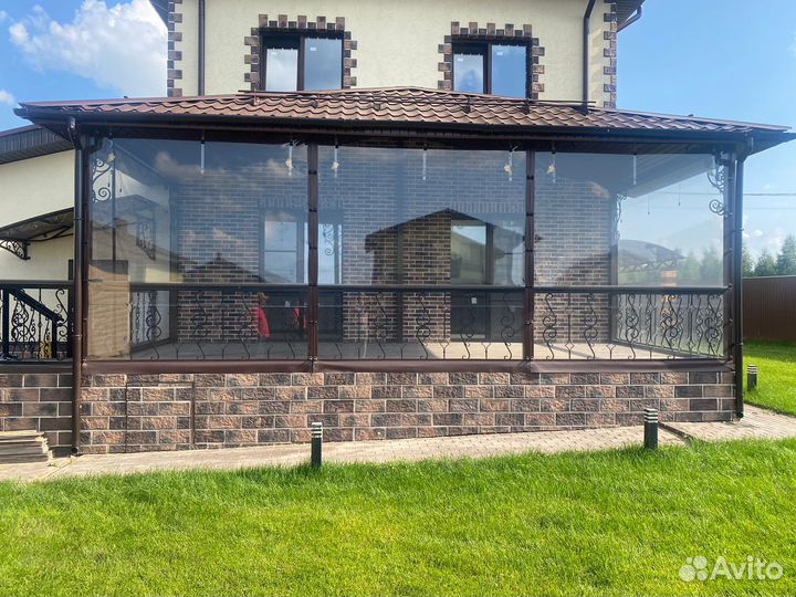Остекление коттеджа беседки веранды бани крыльца