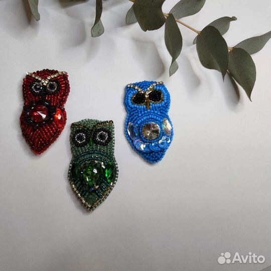 Брошь сова из бисера