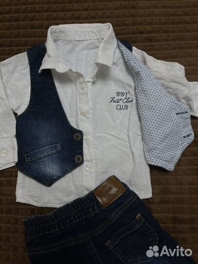 Нарядный костюм для мальчика джинсовый 80 размер
