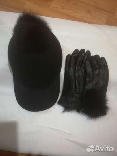 Кепка+перчатки кожа