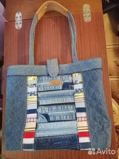 Сумка из джинсы ручной работы. Лоскутное шитьё