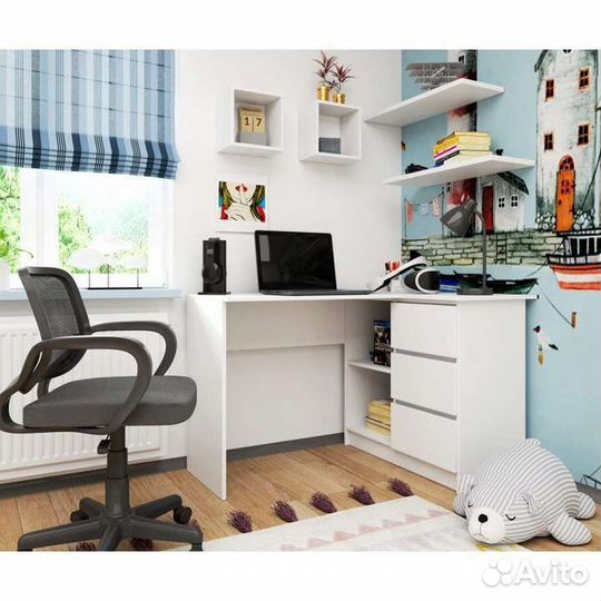 Угловой Компьютерный Стол белый