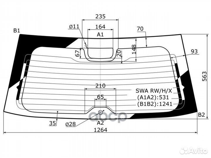 Стекло заднее с обогревом honda CR-V 06-12 SWA