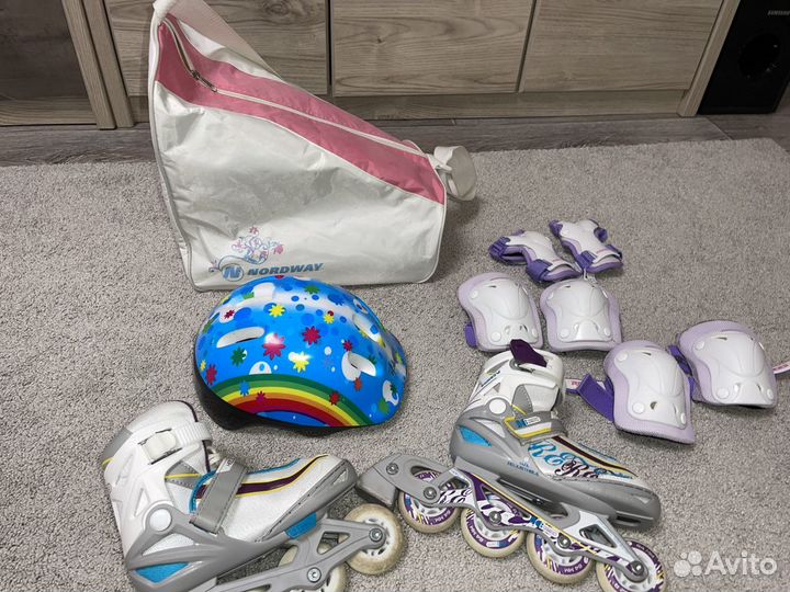 Роликовые коньки раздвижные р. 26-31, аксессуары