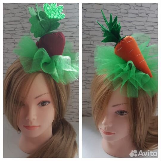 Ободок и заколка морковка, свекла, редиска