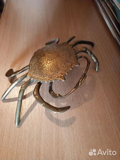 Краб пепельница латунь бронза