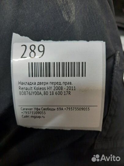 Накладка двери передняя правая Renault Koleos HY
