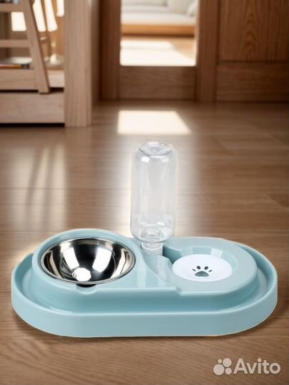 Миска двойная с автопоилкой для кошек и собак