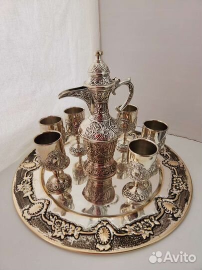 Предметы сервиза из металла мельхиор