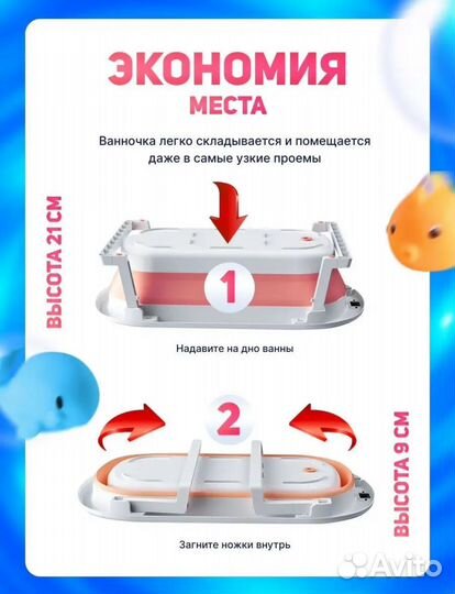 Детская ванночка для купания складная