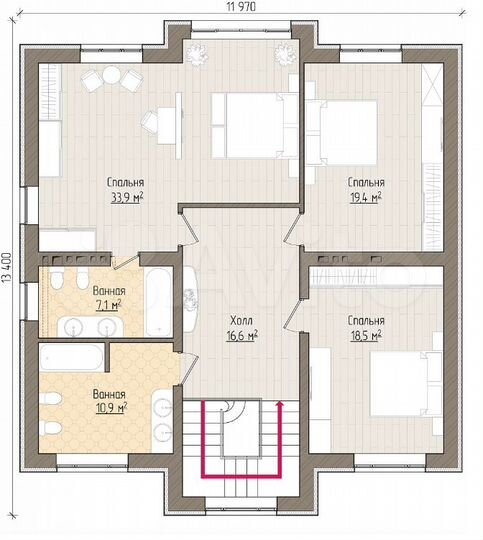 Коттедж 220 м² на участке 10 сот.