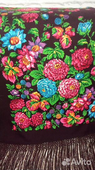 Павловопосадский платок,шаль Ежевика-7 Бронь