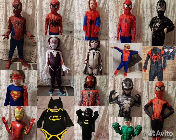 Человек-паук, Гвен, Бэтмен, Супермен, Железный чел