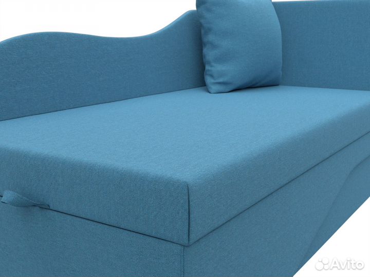 Кушетка Гармония правая, рогожка, амур голубой