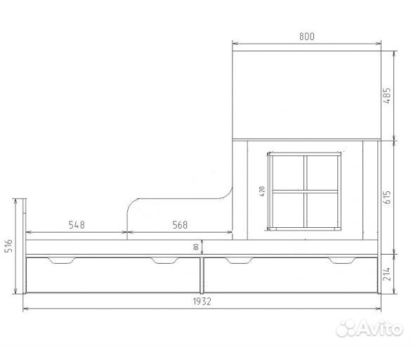 Детская кровать Домик с выдвижным ящиком