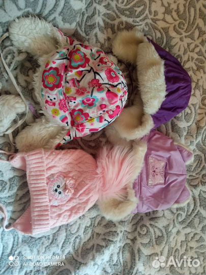 Шапки пакетом для девочки на 1-2 года