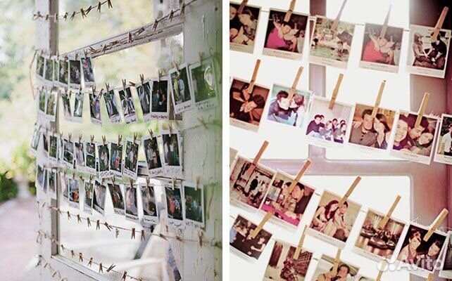 Рамка с прищепками на свадьбу