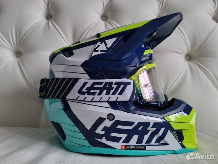 Синий Шлем Leatt 7.5 Navi Blue Wave + очки