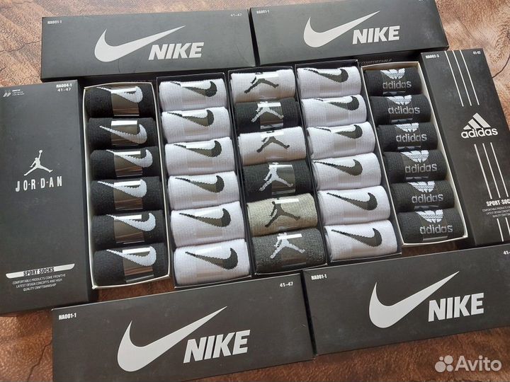 Носки Nike Adidas Jordan белые