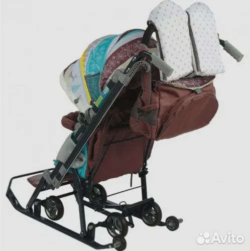 Санки-коляска Ника детям 7 Скандинавский бирюзовый