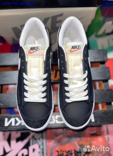 Nike Blazer Low Black White Swoosh (Арт.32359)