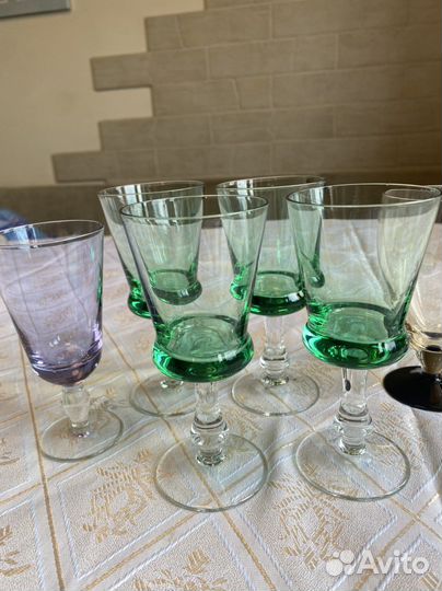 Фужеры рюмки бокалы СССР цветное стекло