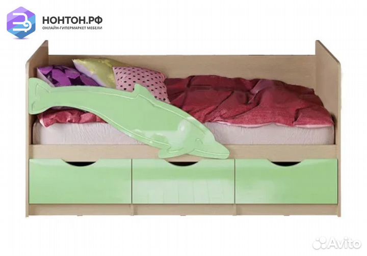 Кровать Дельфин №1 салатовый металлик
