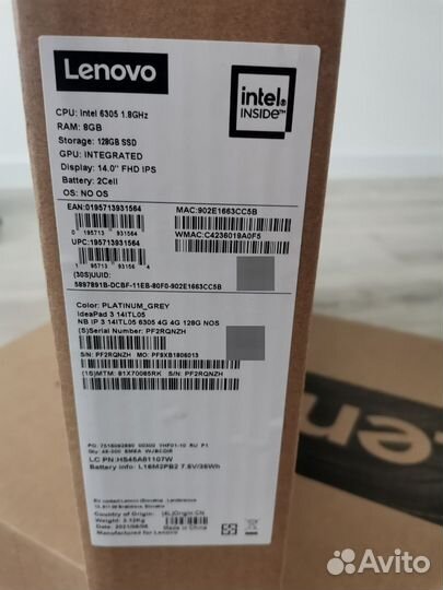 Продам новый ноутбук lenovo IdeaPad 3 14ITL05