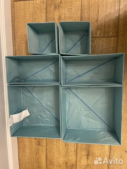 Набор коробок скубб IKEA skubb 6 шт голубые