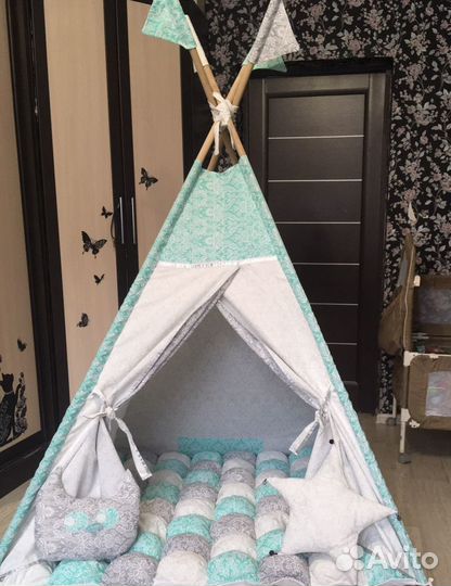 Детская палатка вигвам+ бомбон коврик