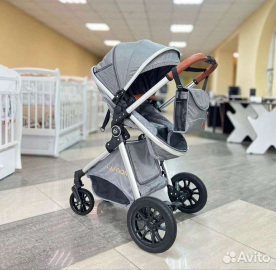 Коляска 3в1 Новая трансформер (светло серый)