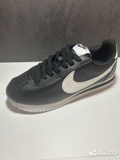 Кроссовки nike cortez black white кожаные мужские