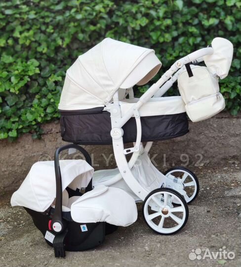 Luxmom 608-2 коляска 3в1 (белая)