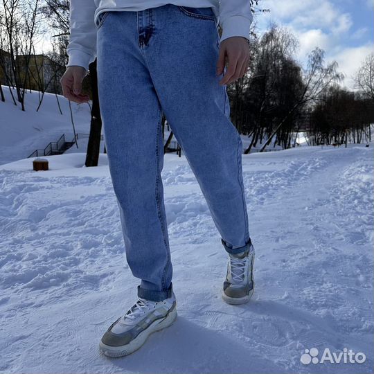 Джинсы бананы мужские широкие