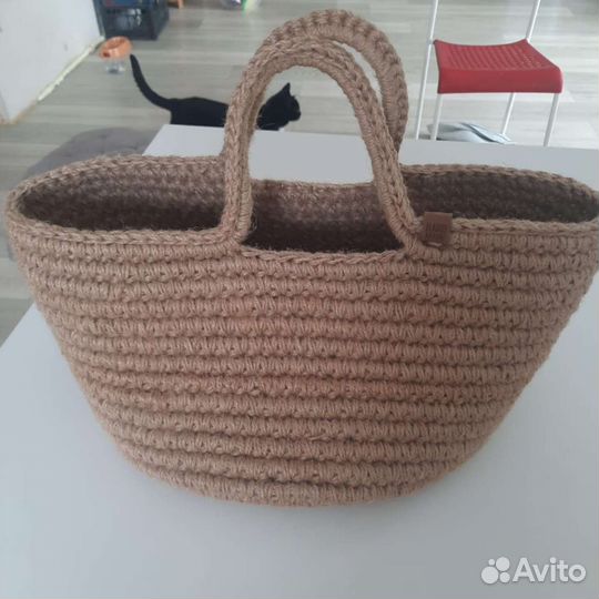 Сумка, корзина для пикника из джута, пляжная сумка